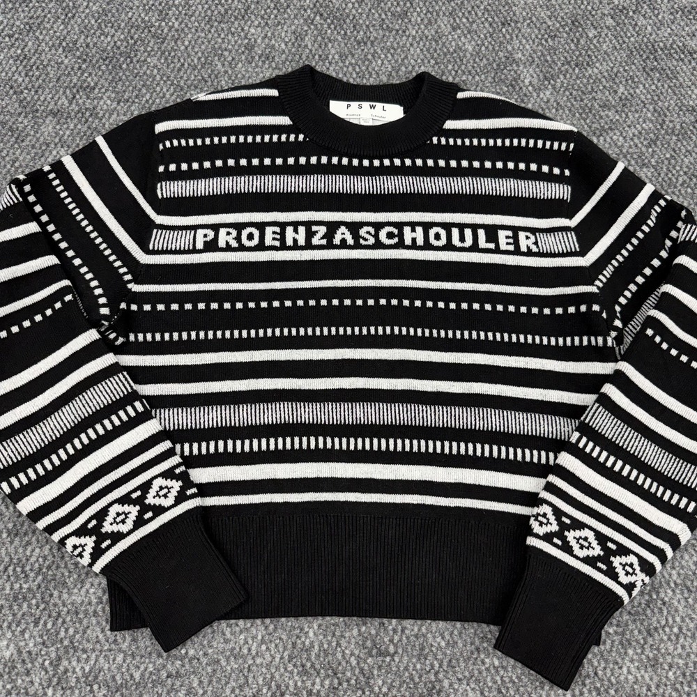 Proenza Schouler White Label $495 Knit Logo Spellout Jumper Sweater Womens Small